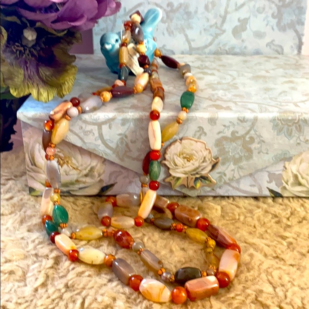 2 strands Semi precious stones necklace
